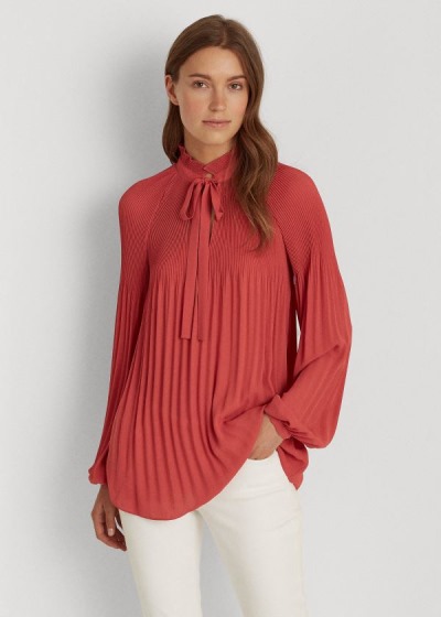 Tops Ralph Lauren Mujer Rosas - Georgette Tie-Neck - JBVCX6458